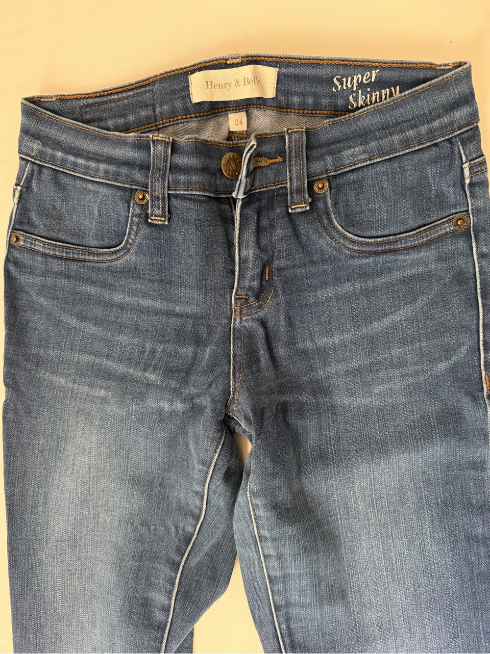 Henry & Belle Dark Blue women’s Jeans with Contrast Stitching - Picture 6 of 14